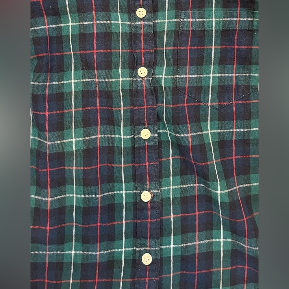 JCrew Button Up Long Sleeve Shirt Womens XS Green Multicolor Cotton Plaid Collar - Picture 5 of 8
